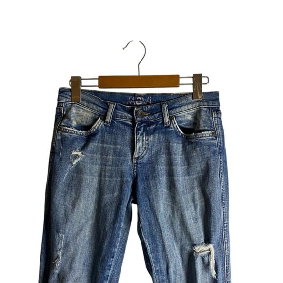 Mavi Women's Marie Super Low Rise Distressed Flare Denim Jeans - Picture 2 of 9